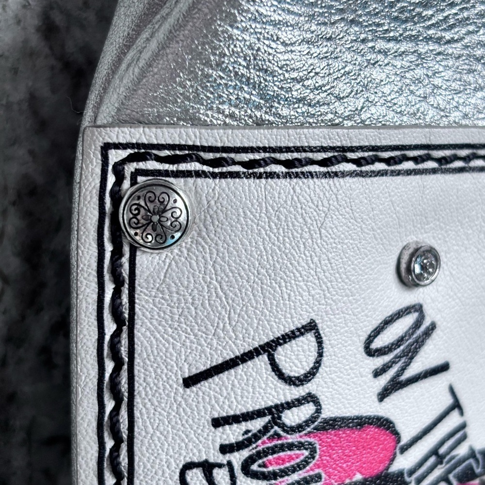 Brighton Paris Survival Guide Silver Crossbody Bag with Illustrated Front Panel - Picture 3 of 7